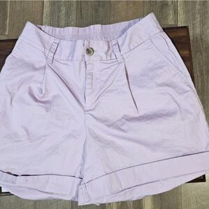 Purple Bermudas with Elastic Waistband and Relaxed Fit